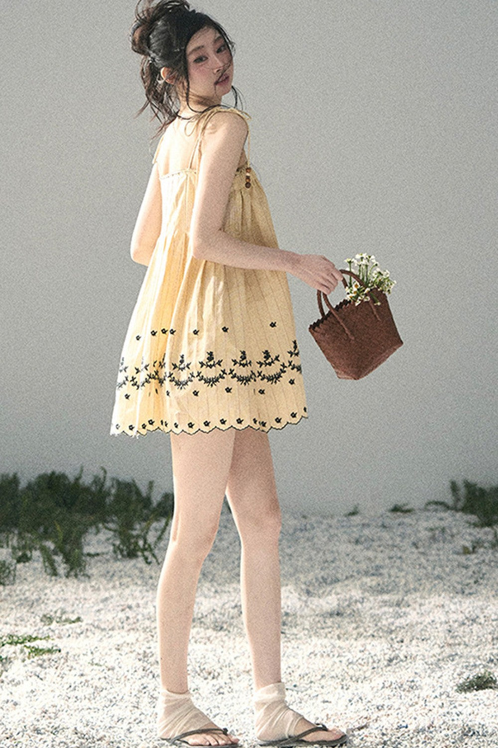 Double-Sided Wave Hem Dress