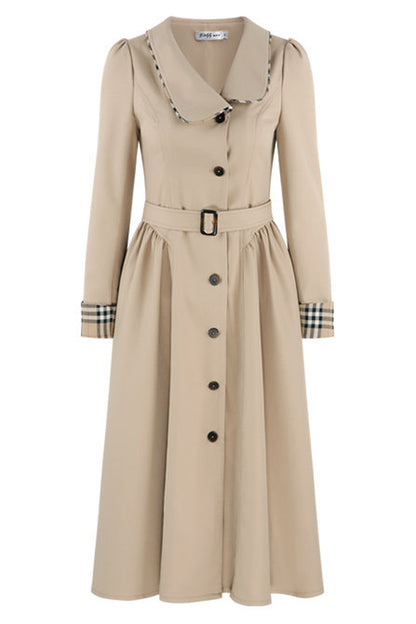 Long Sleeve Single-Breasted Trench Coat, Top and Skirt