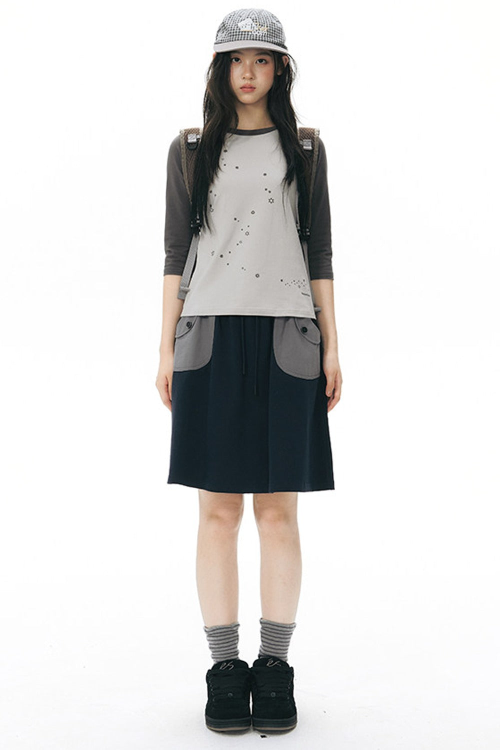 Color-Blocked Raglan Sleeve Knit Blouse