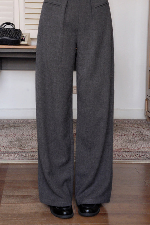 Pantalones de pernera ancha con drapeado y cintura alta