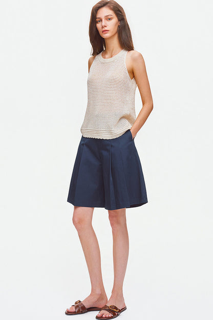 Strukturiertes durchbrochenes Strick-Tanktop