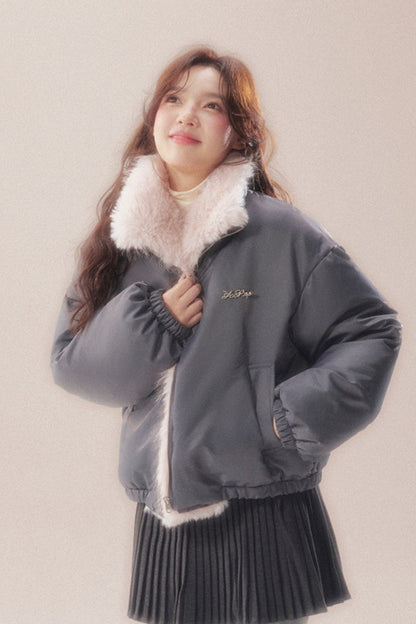 Patchwork Plush Down Jacket