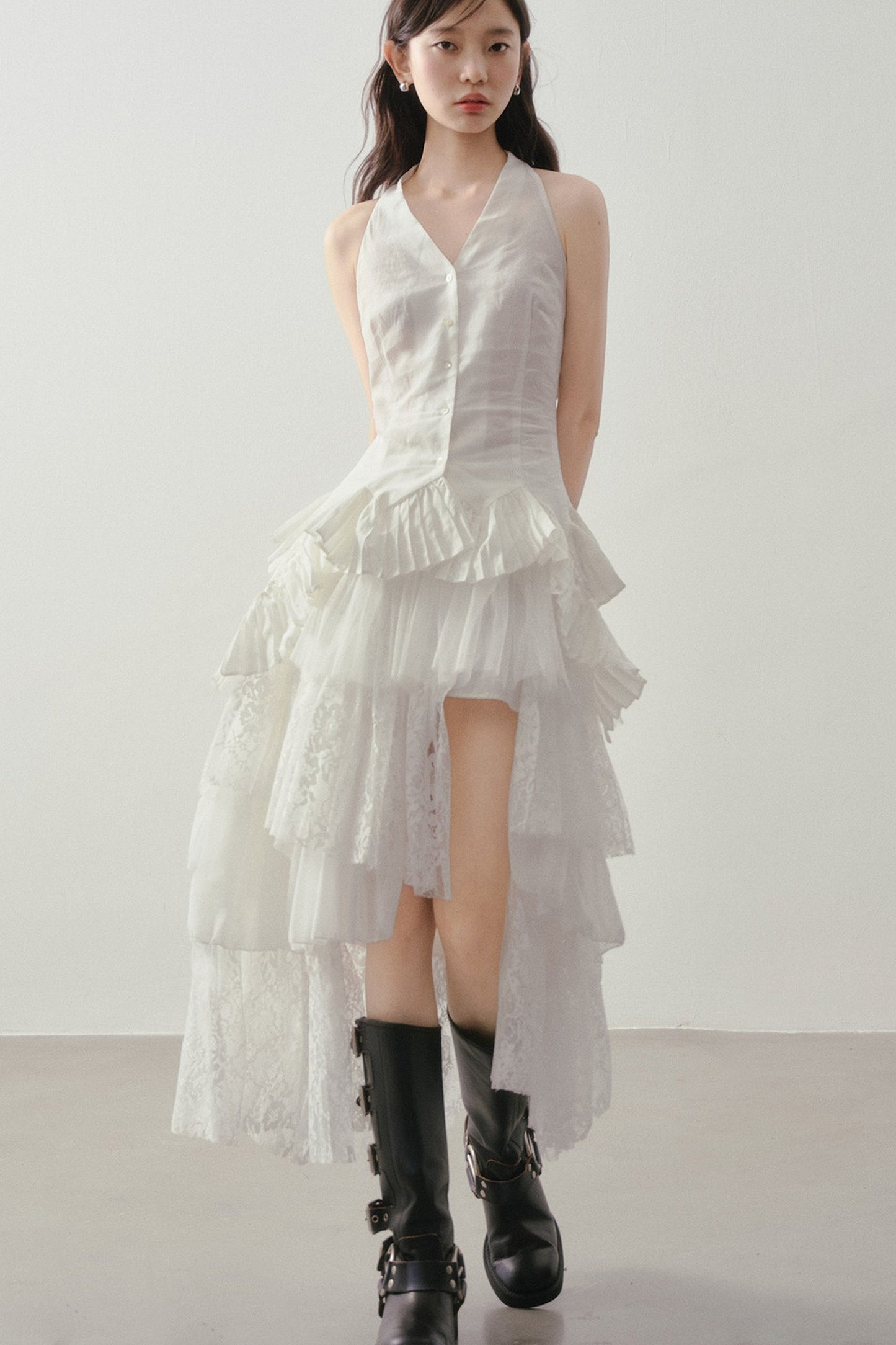 Asymmetrical Layered Lace Mesh Skirt