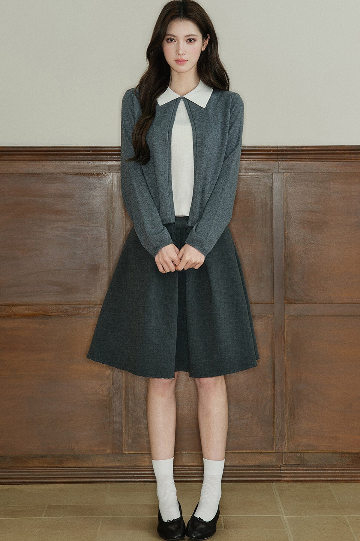 Color-Block Layered-Look Wool Knit Top