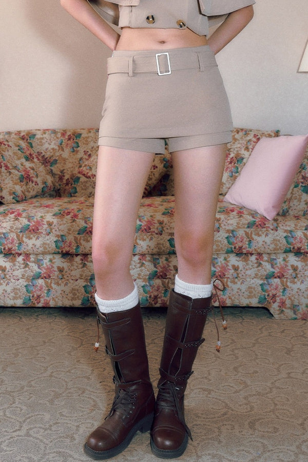 High-Waisted A-Line Belt Skirt