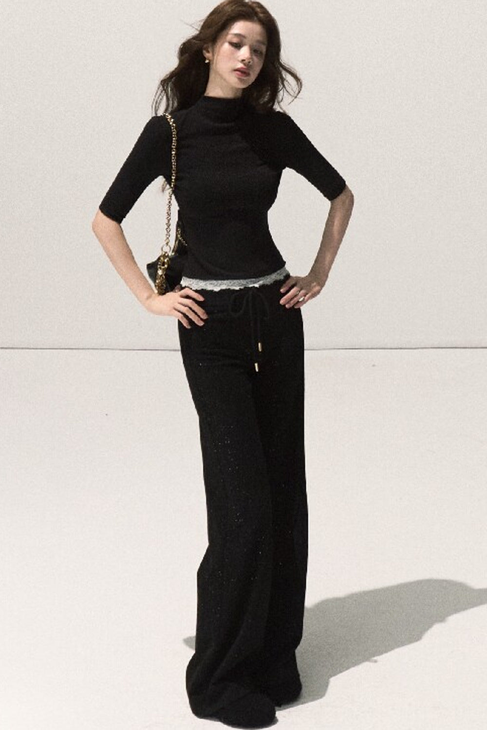 Wool Half-High Collar Knit Top