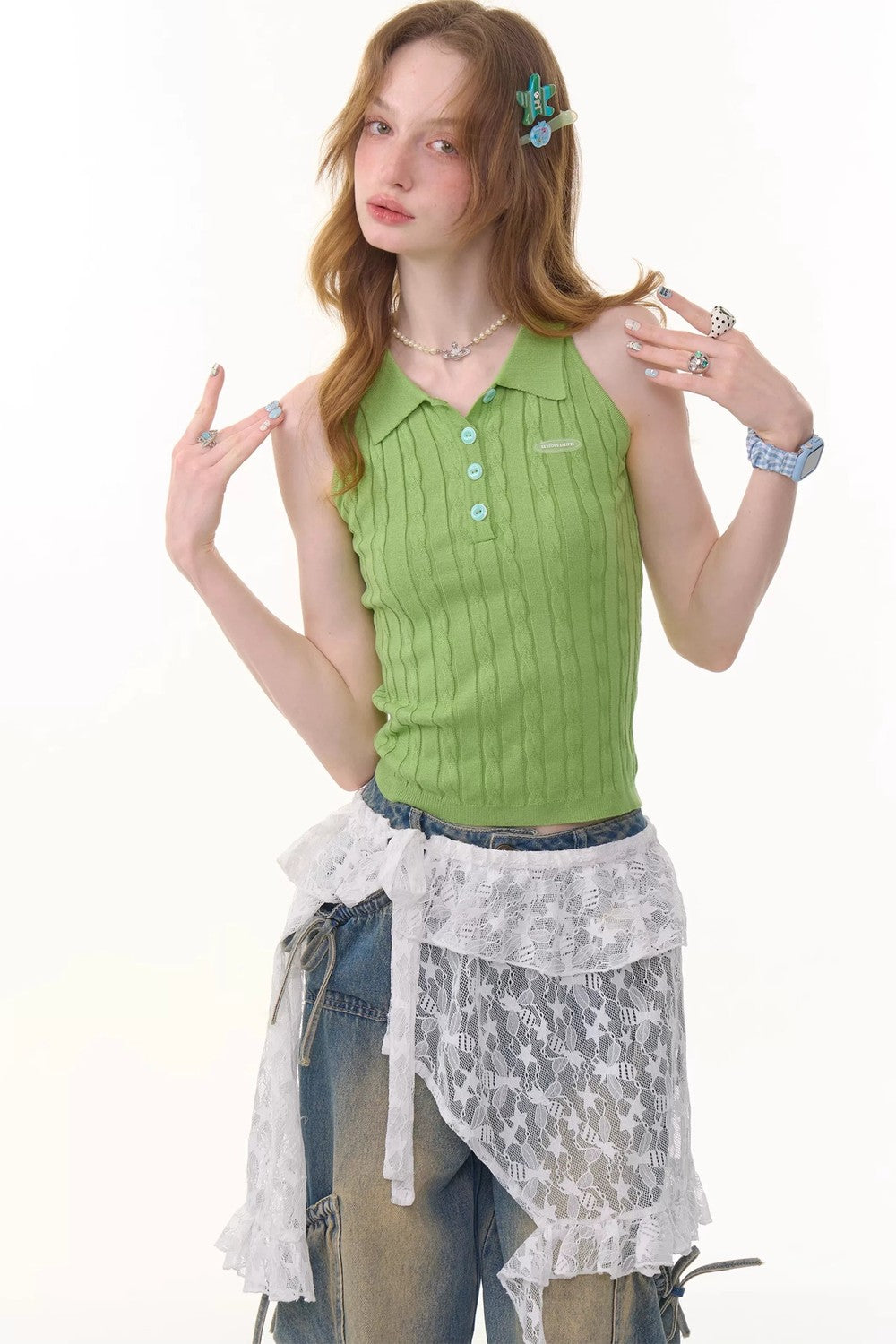Gilet Polo in Maglia Retrò
