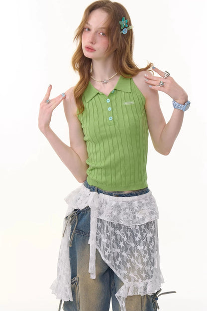 Gilet Polo in Maglia Retrò