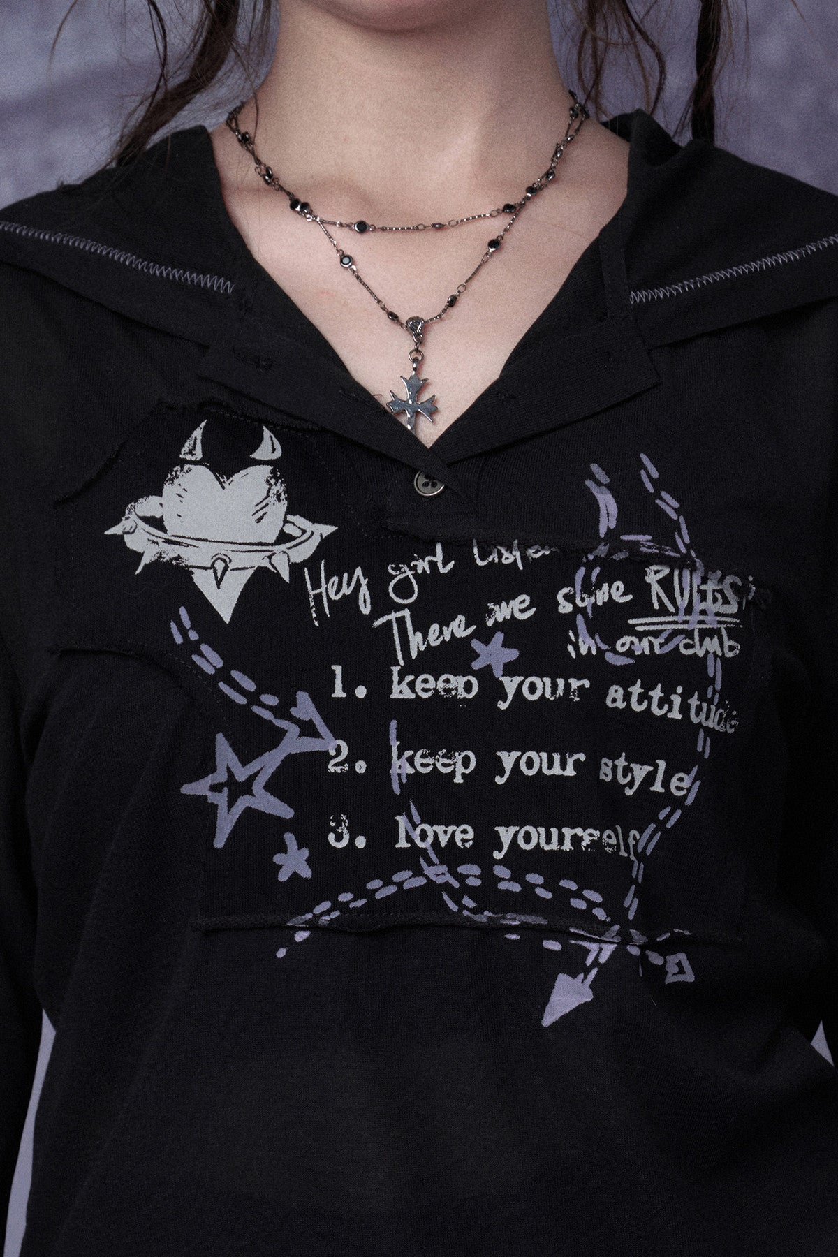 Street Graffiti Mesh Hooded Top