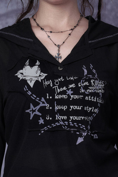 Street Graffiti Mesh Hooded Top