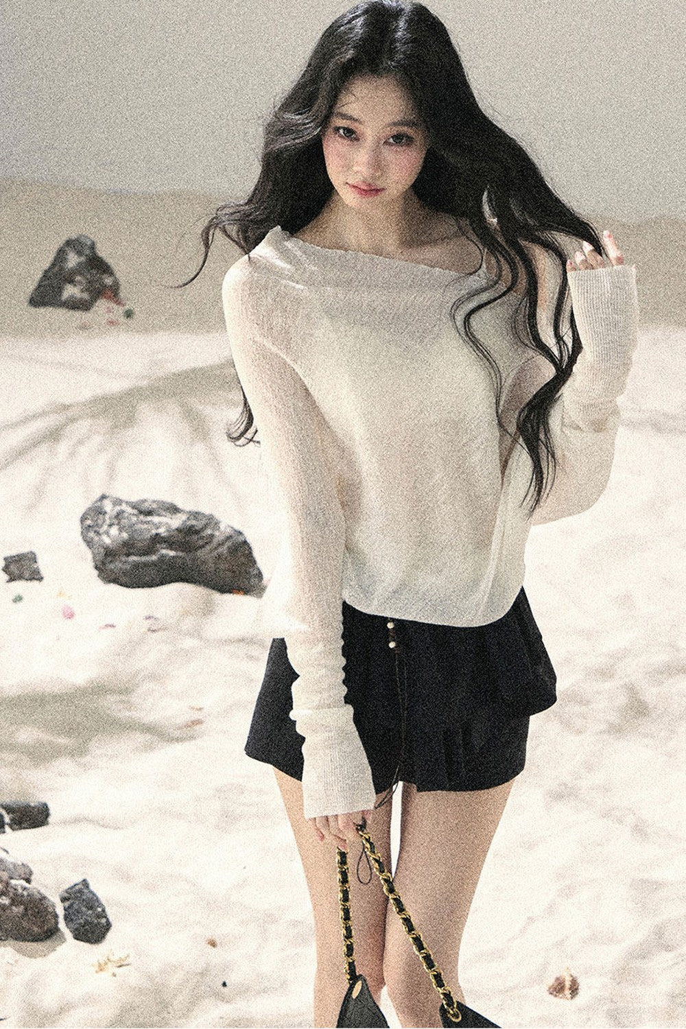 Conjunto de Top Hazy Mist Sin Hombros