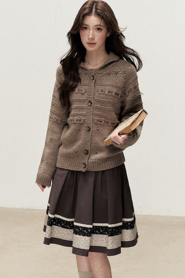 Hazelnut Diary 50% Wool Thick Knit Cardigan