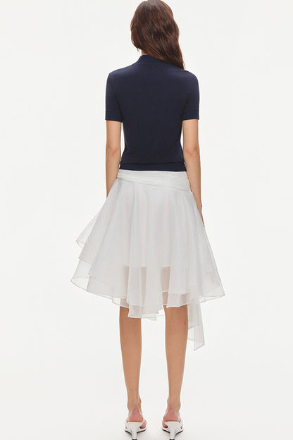 Tencel-Modal-Bluse mit halbhohem Kragen