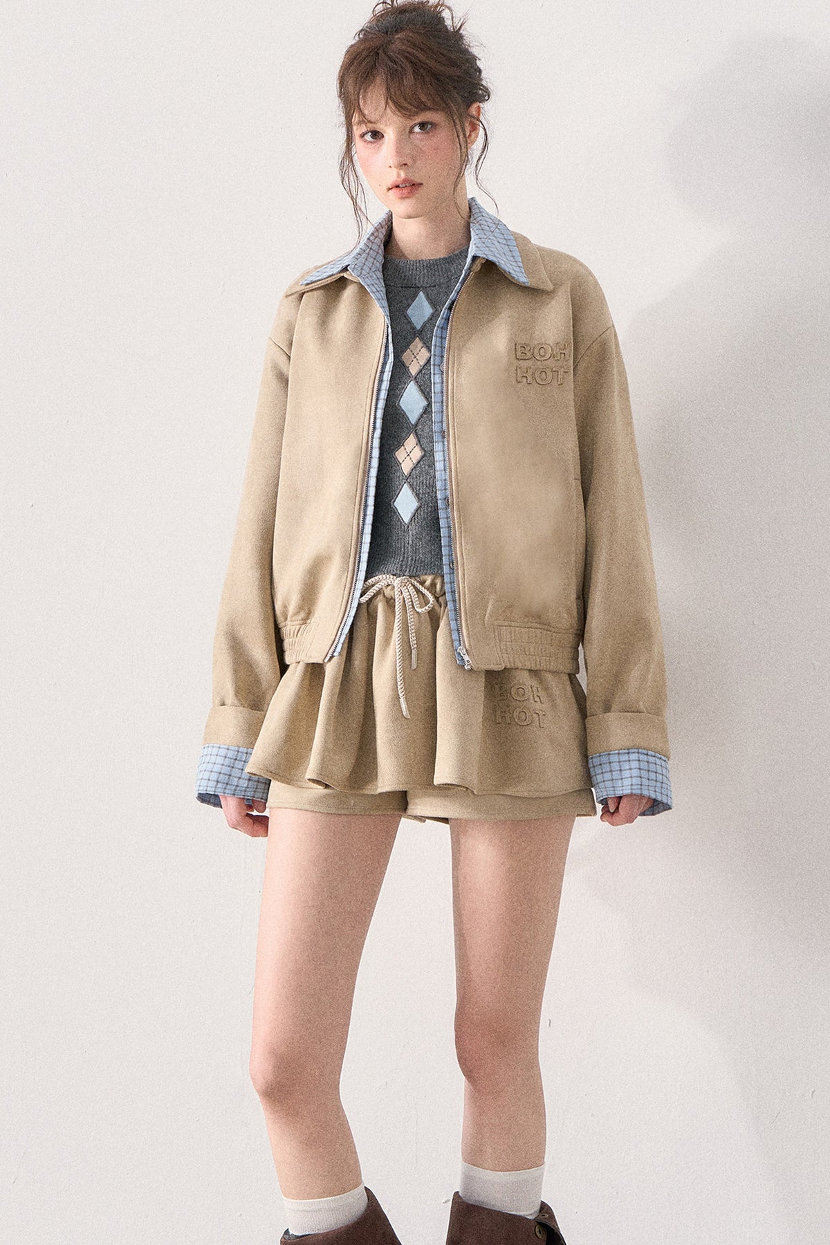 Khaki Suede Jacket and Tutu Skirt Set-Up