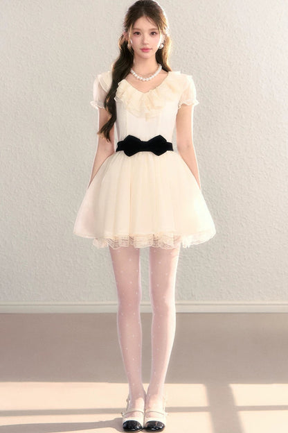 Abito francese color block con scollo a V