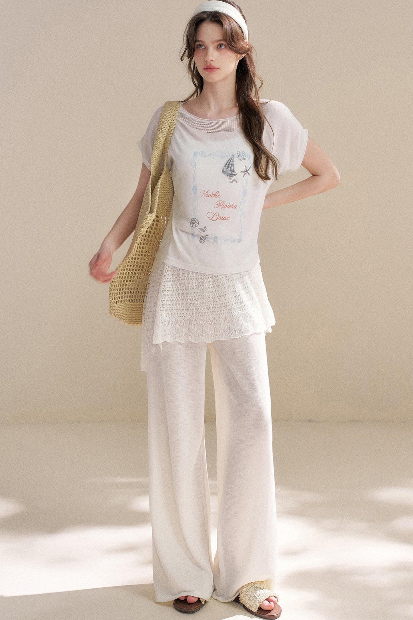 Hand-Painted Nautical Knit Top