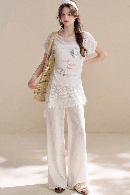 Hand-Painted Nautical Knit Top