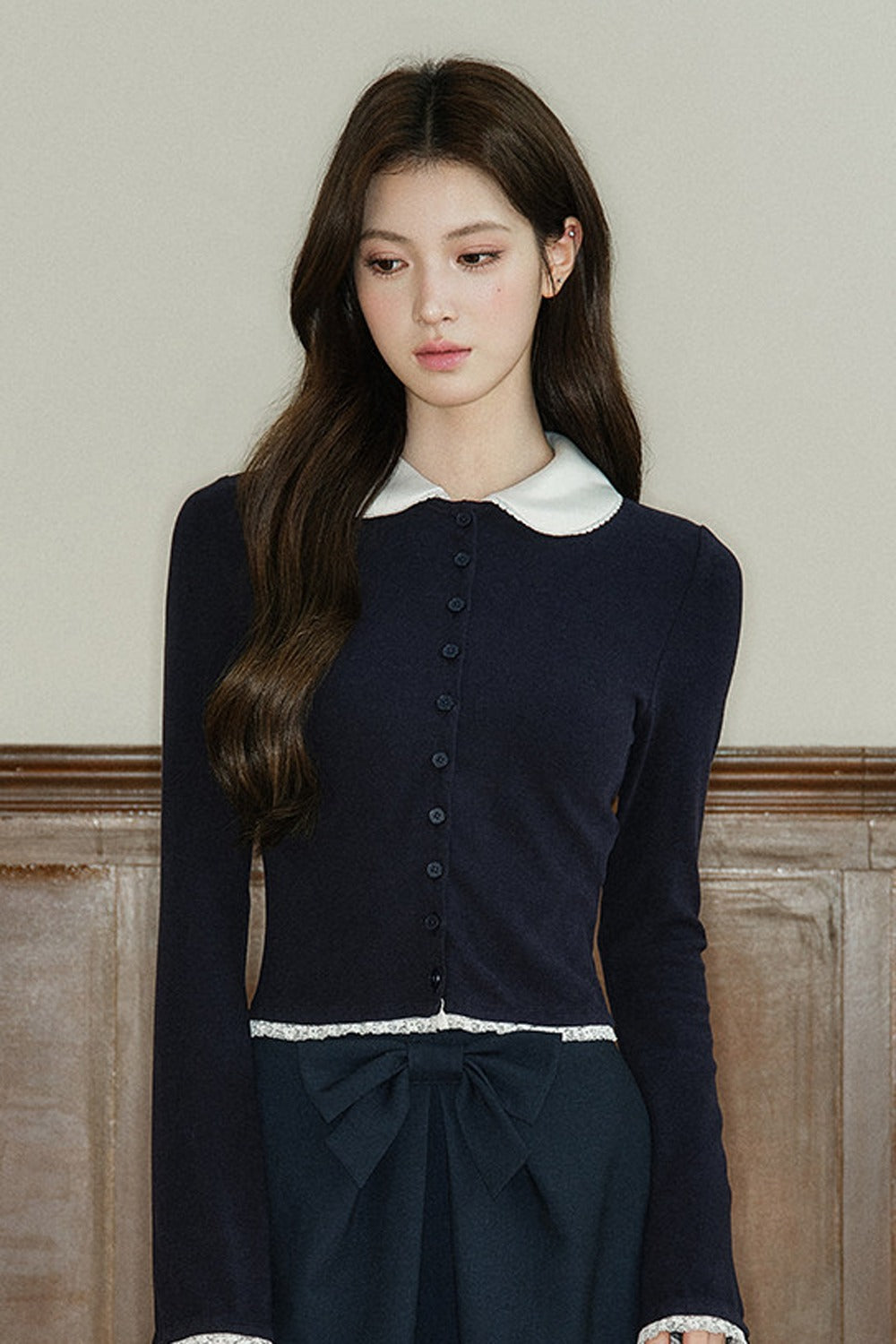 Strickoberteil im Lagenlook mit Bubikragen