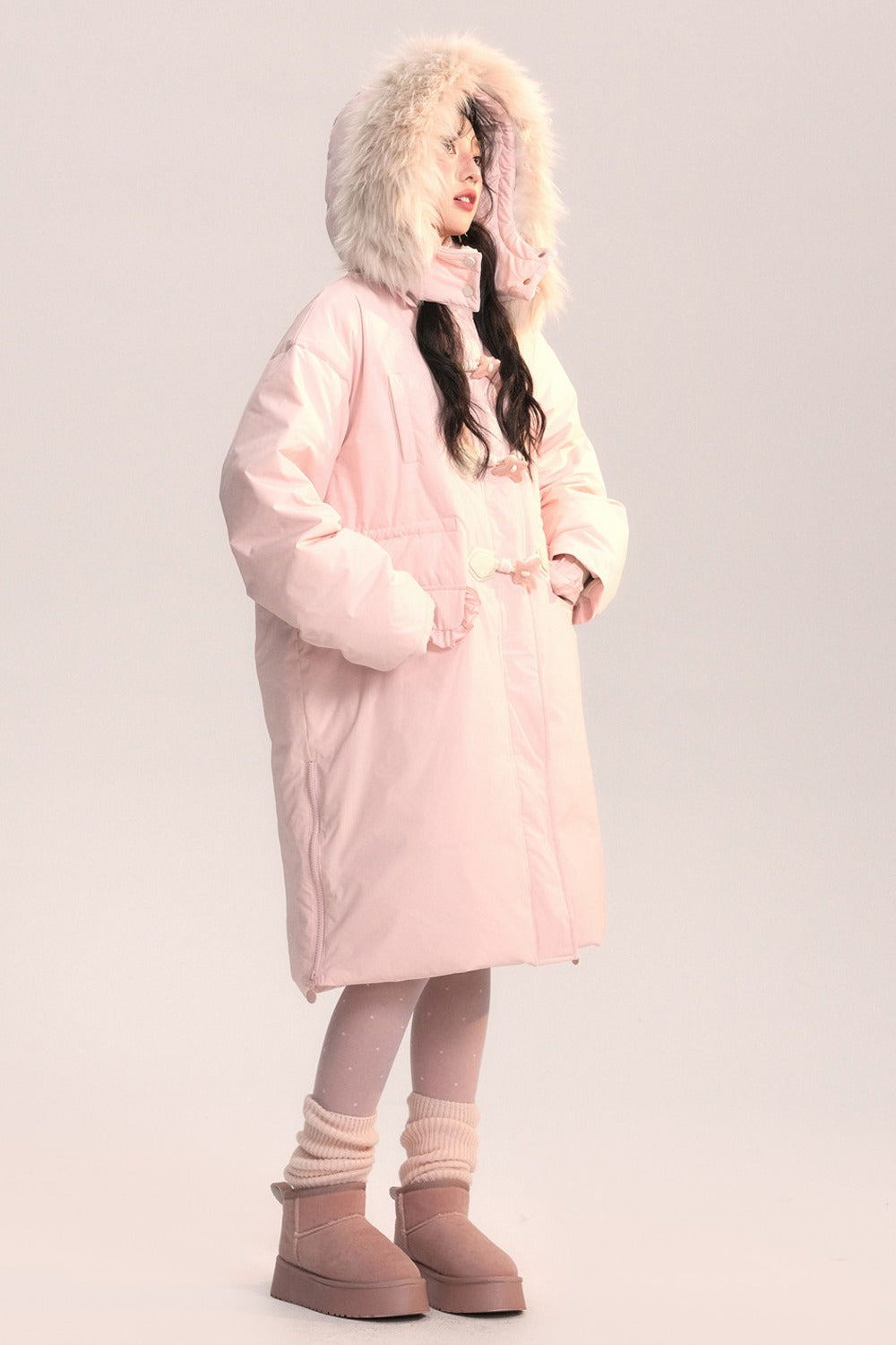 Bow Fur Collar Down Coat