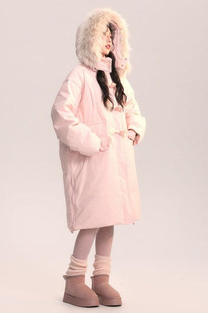 Bow Fur Collar Down Coat