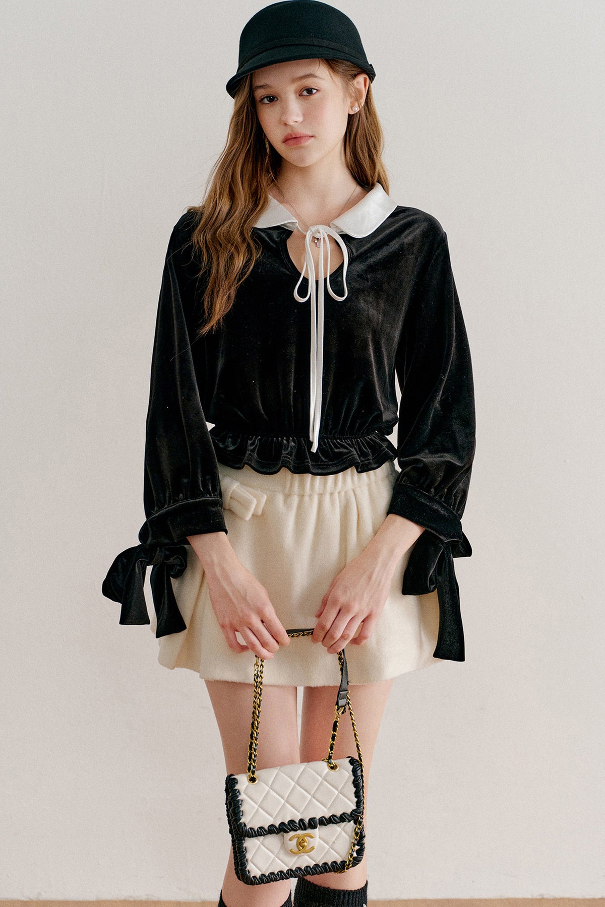 Reversible Velvet Peter Pan Collar Shirt