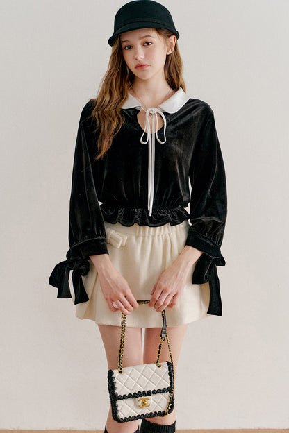 Reversible Velvet Peter Pan Collar Shirt