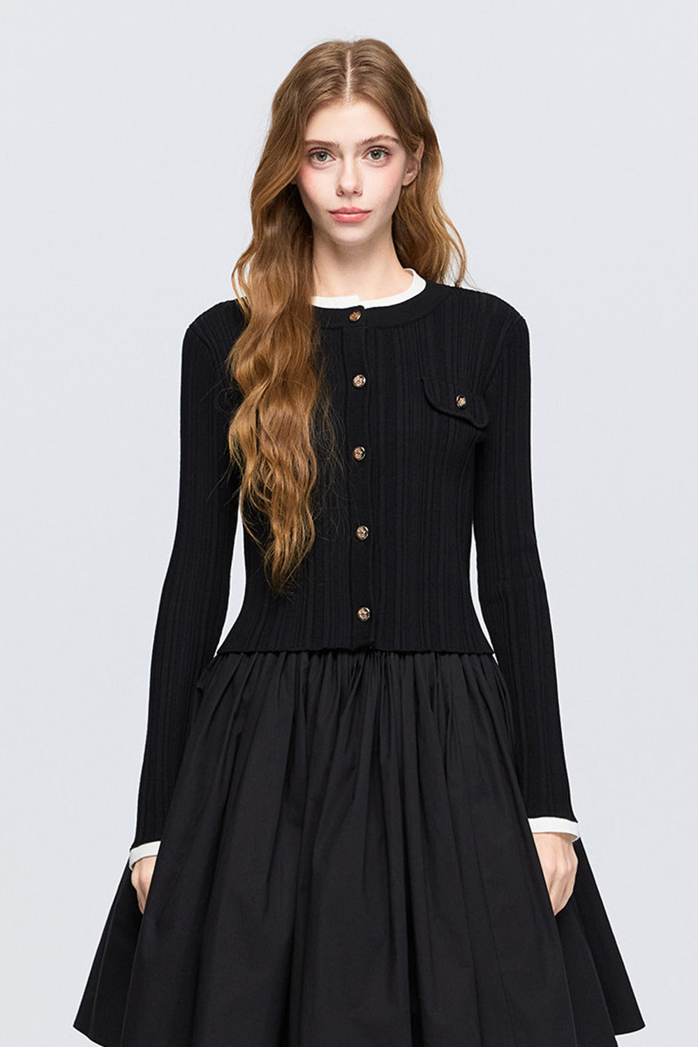 Pleated A-Line Midi Skirt