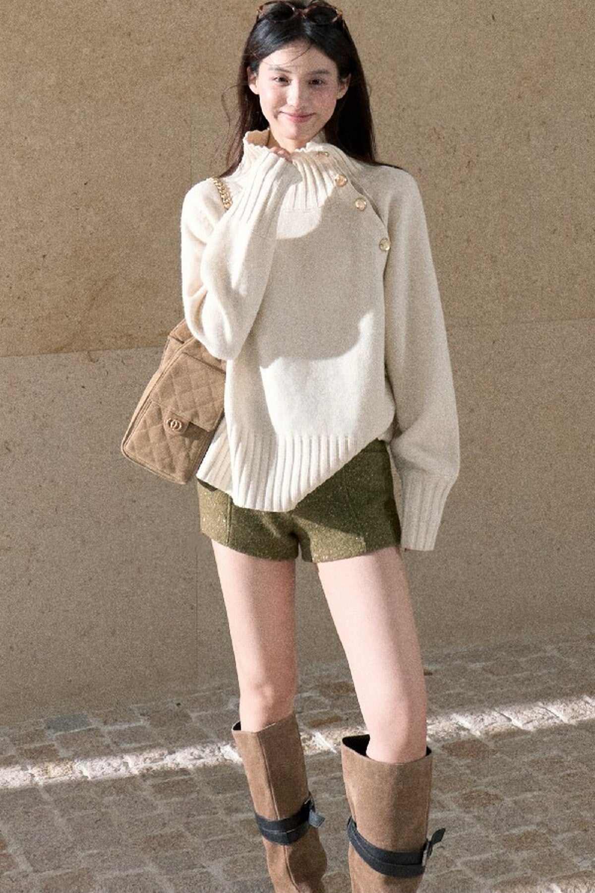 All-Wool Turtleneck Raglan Sweater