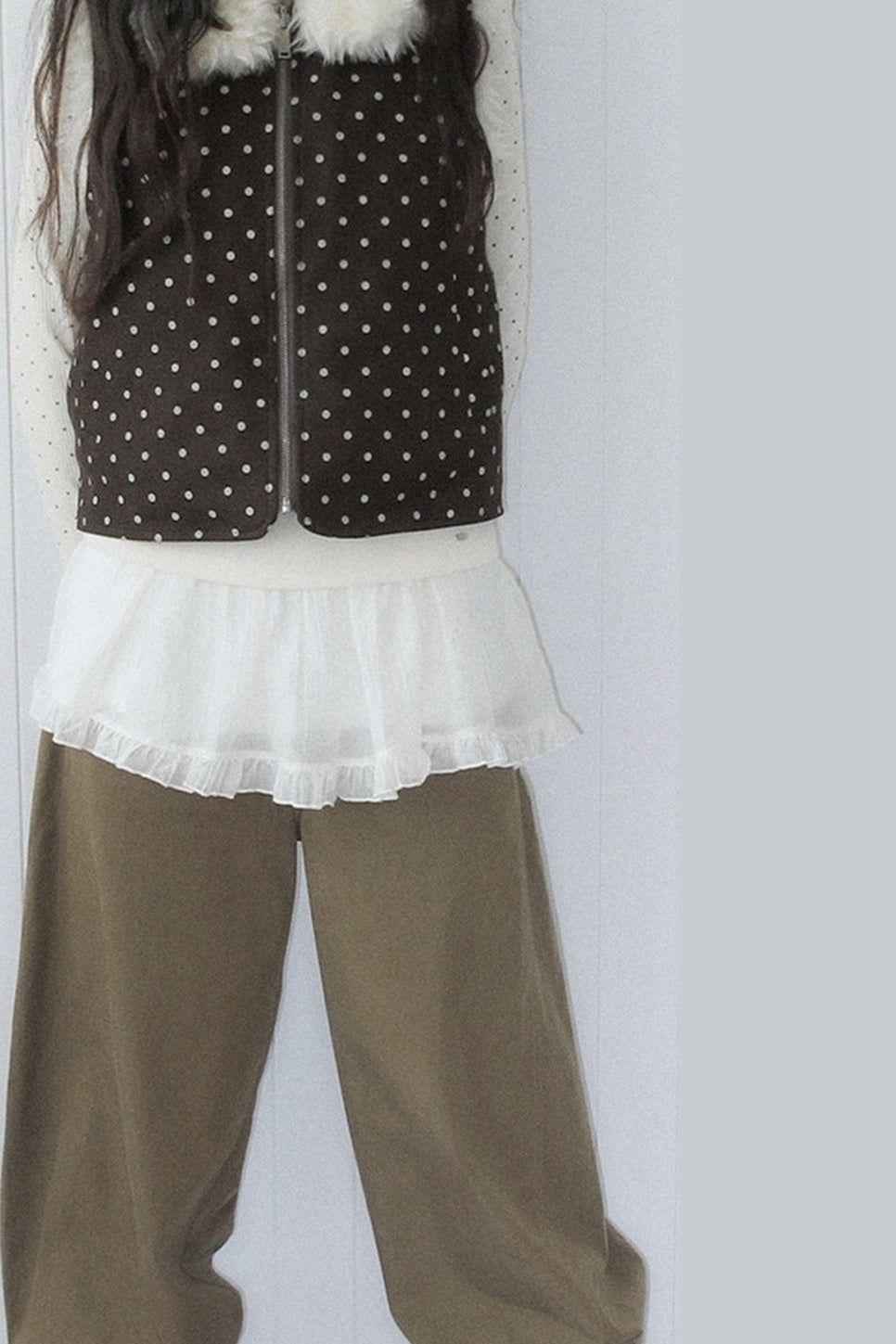 Conjunto reversible de chaleco sin mangas y pantalón de lunares