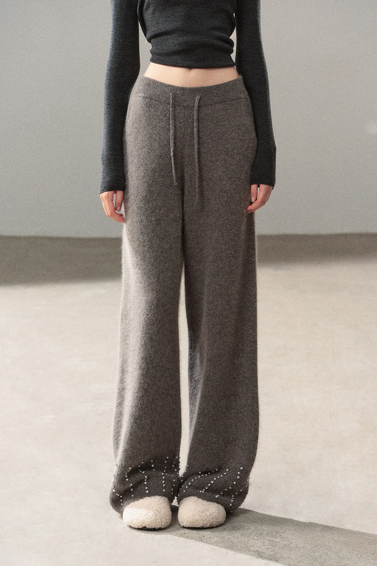 Raccoon Fur Wide-Leg Pants