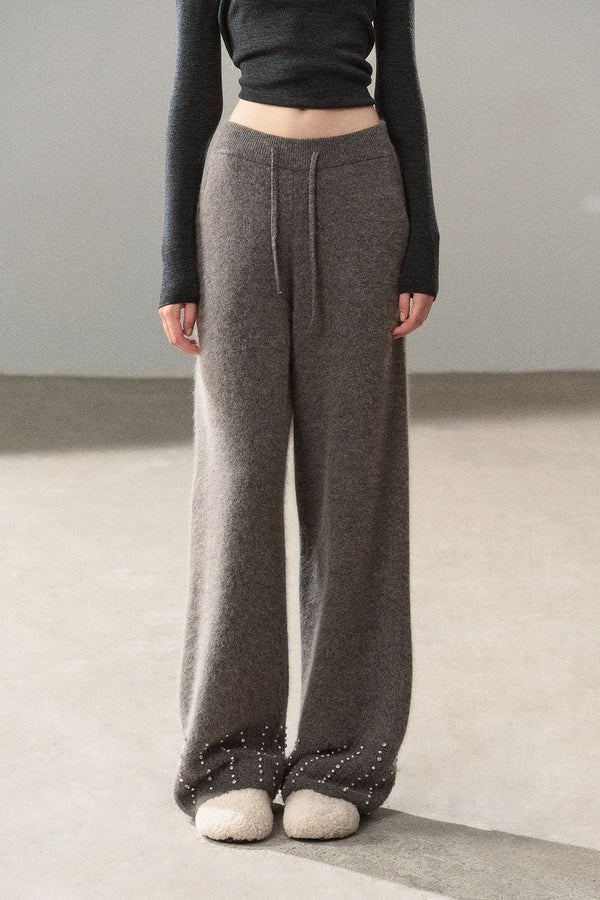 Raccoon Fur Wide-Leg Pants