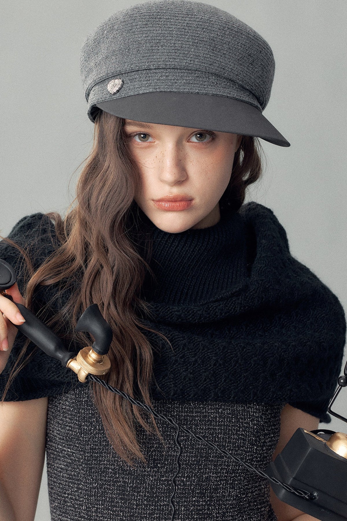 Asymmetrical Wide-Brimmed Leather Patchwork Newsboy Hat