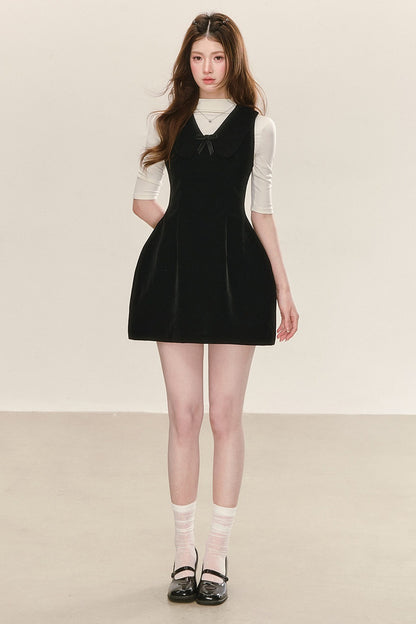 Black Waist-Cinching Sleeveless Dress