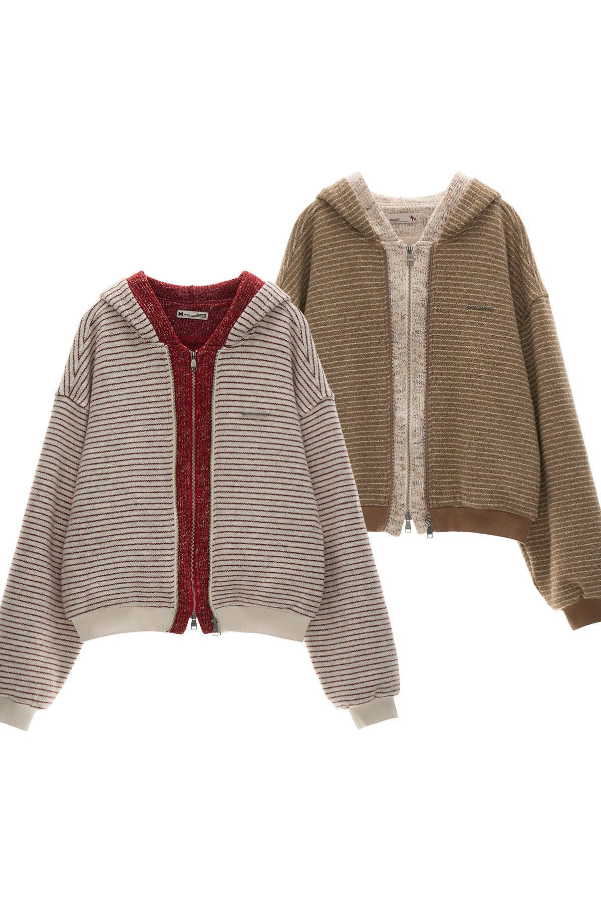 Sudadera holgada de punto a rayas con capucha