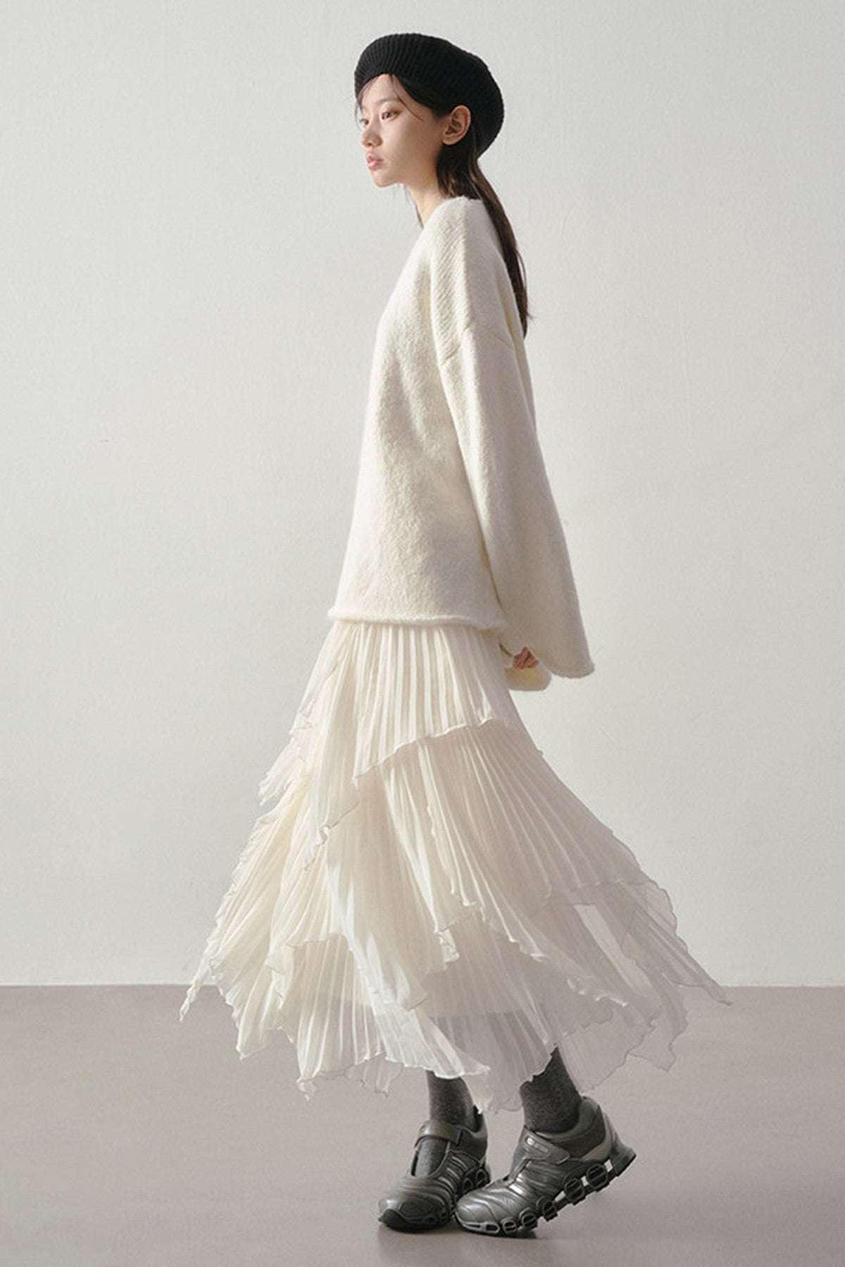 3D Textured Pleated Skirt
