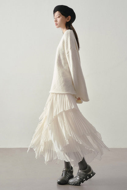 3D Textured Pleated Skirt