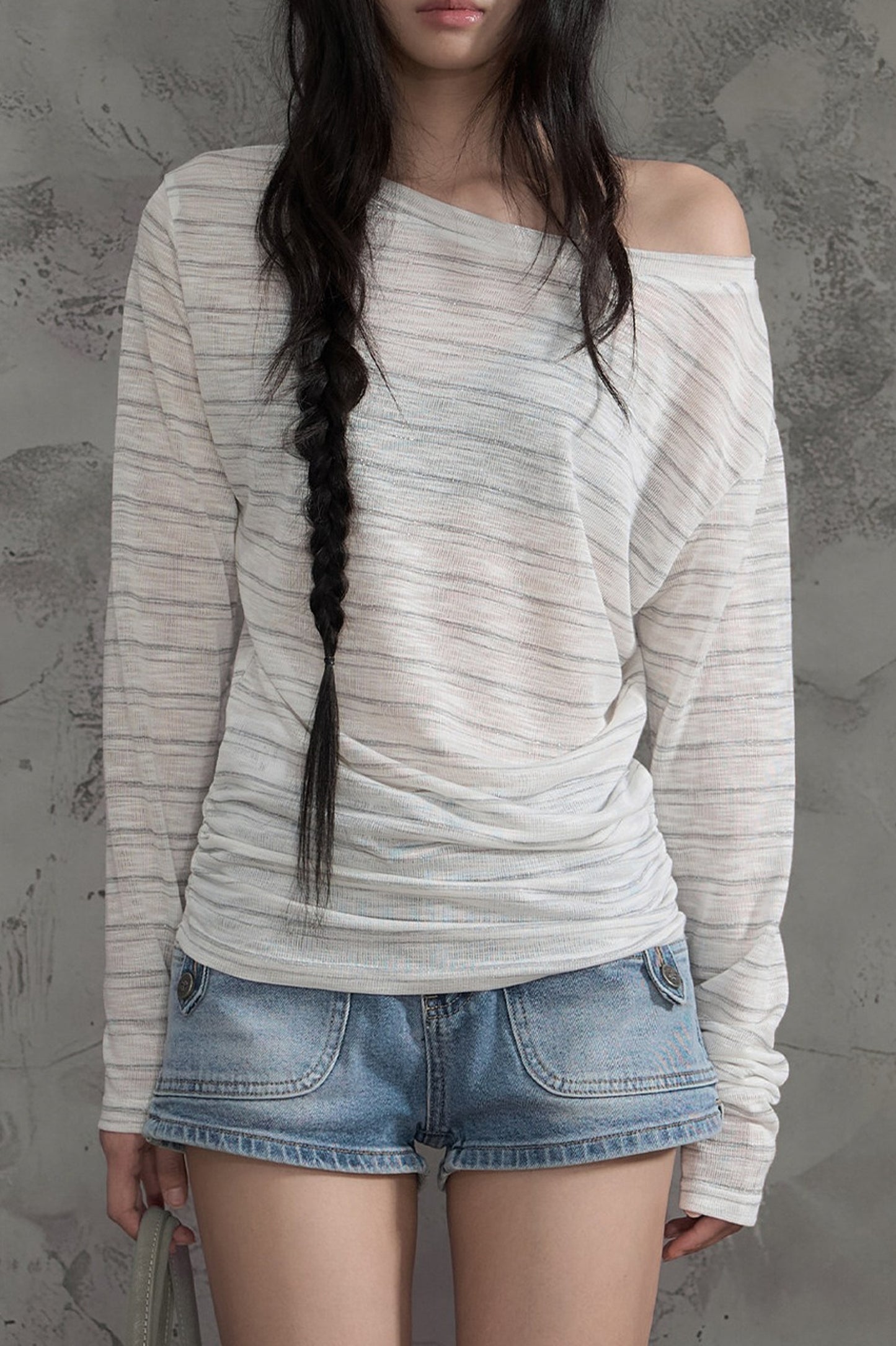 Striped Slightly Off-Shoulder Cover-Up, Pants and Top Set