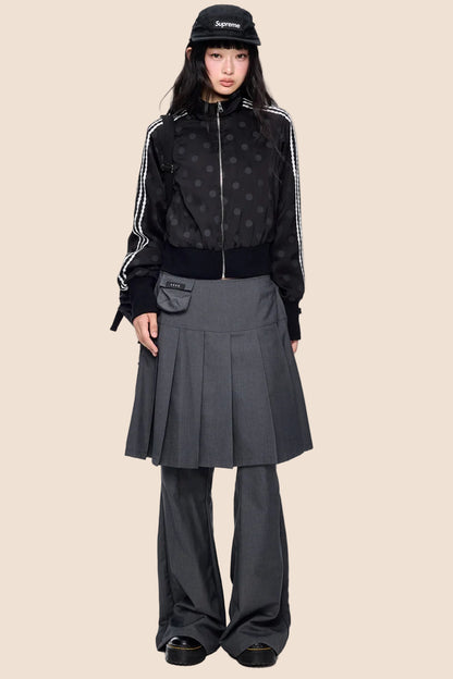 Polka Dot Print Side Stripe Jacket