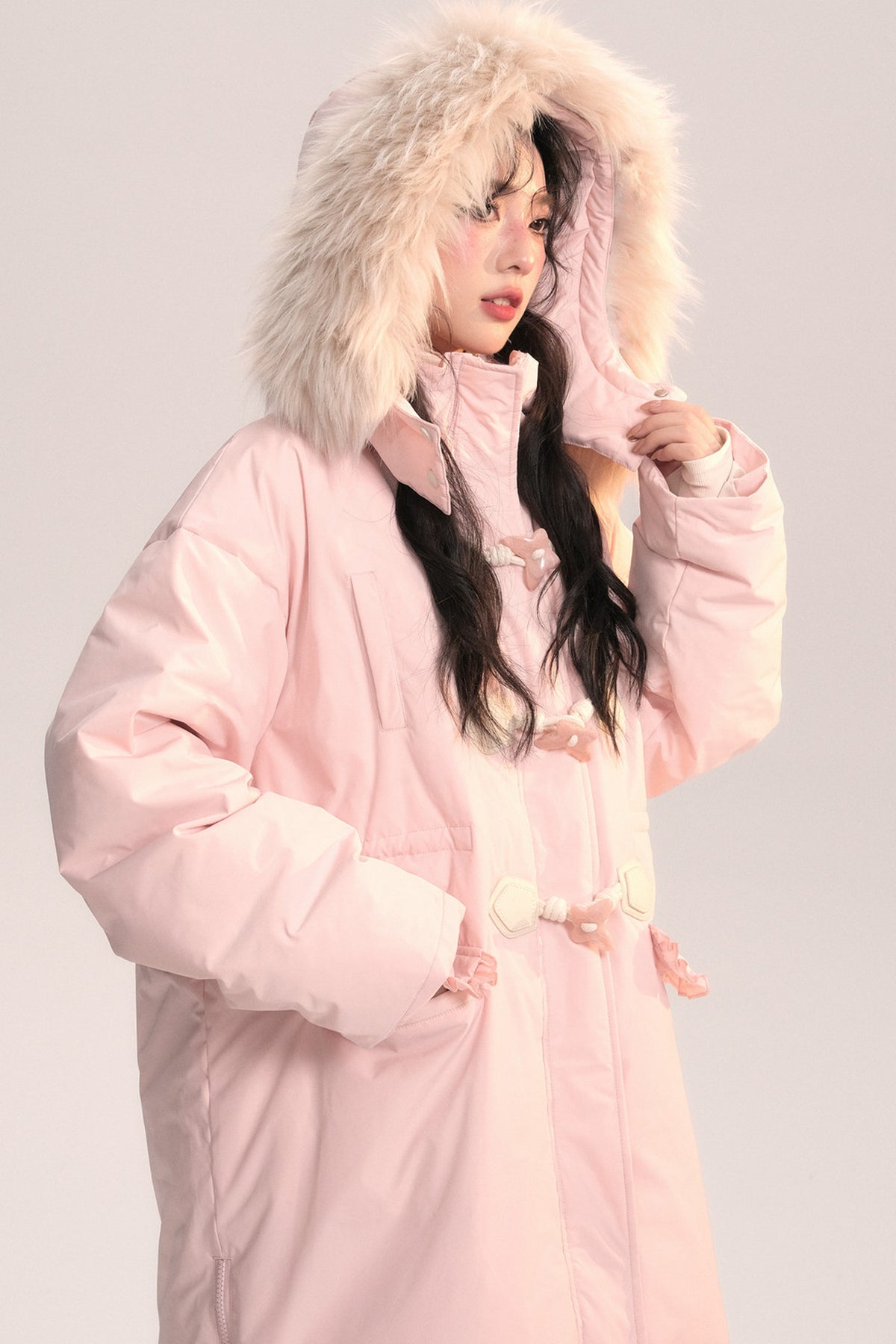 Bow Fur Collar Down Coat