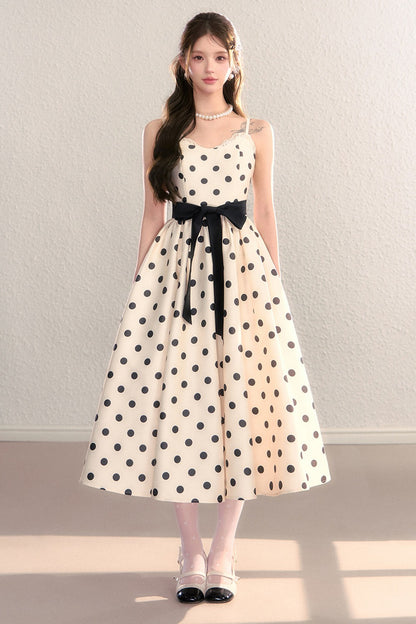 Satin Polka Dot Bow Tie Dress