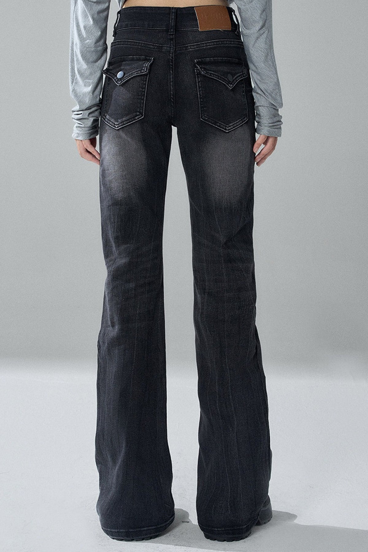 Black Micro-Flared Jeans