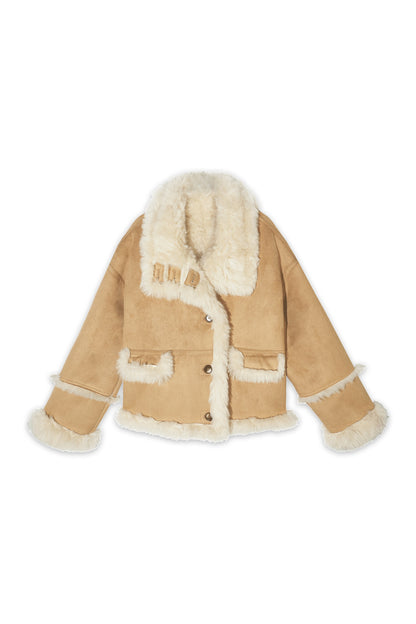 Loose Fur Integrated Suede Jacket