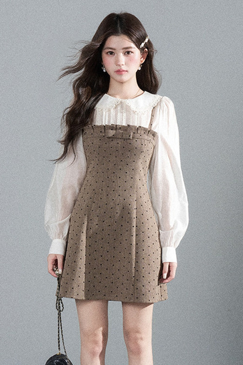 High-Waisted A-Line Polka Dot Dress