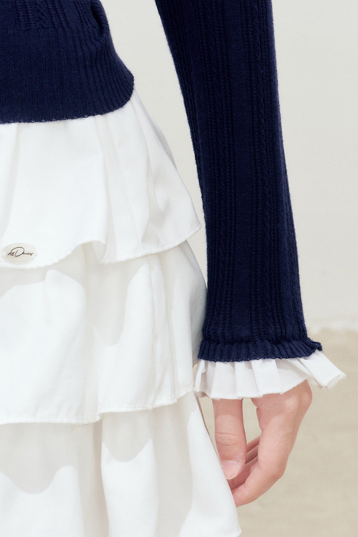 Doll Collar Detachable Bow Knit Top