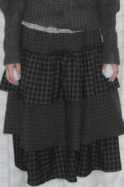 High-Waisted Plaid Cake Skirt