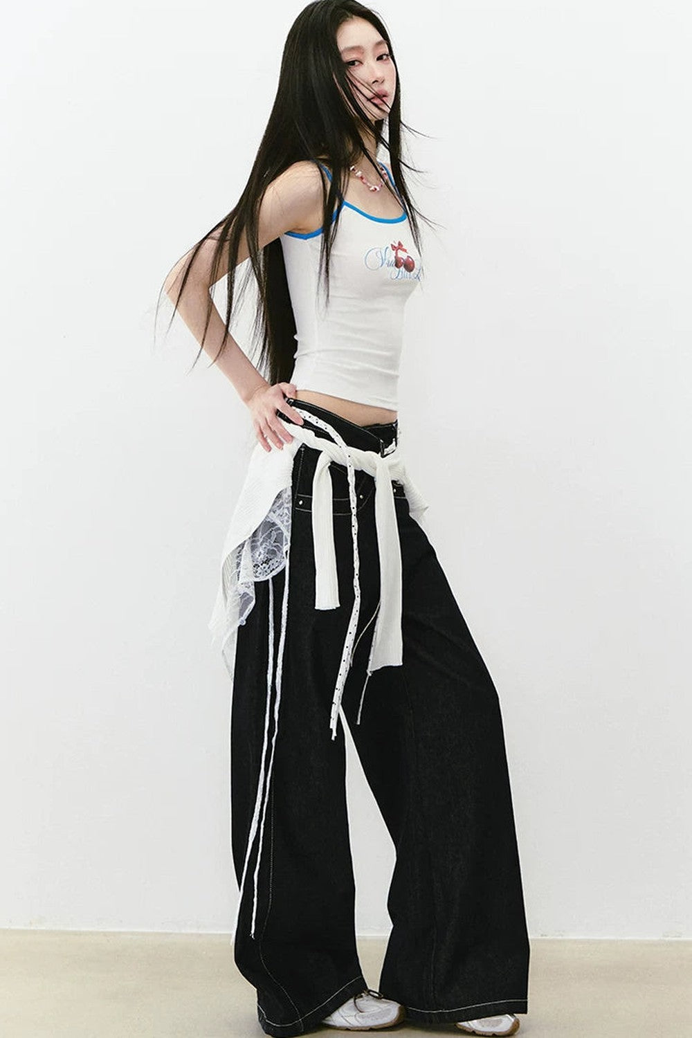 Irregular Waist Wide Leg Jeans