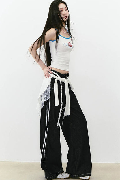 Irregular Waist Wide Leg Jeans
