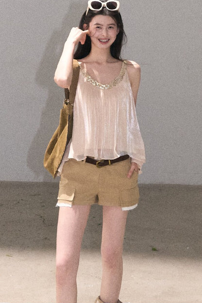 Color-Blocked Linen Pants