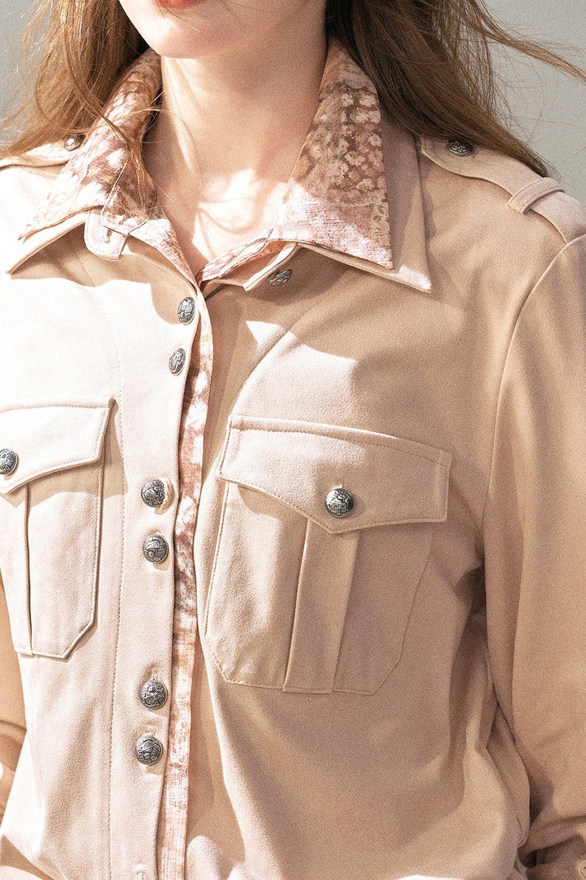 Floral Collar Belted Shirt