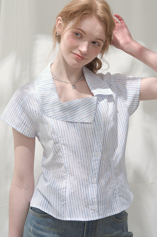 Square-Neck Plaid Blouse